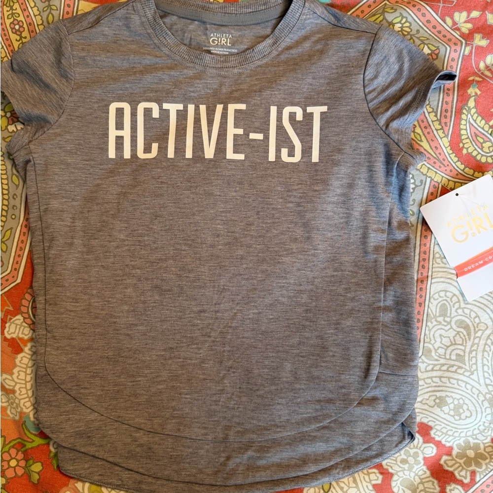 Girls Top Athleta Gray Active-IST T-Shirt SIZE 6 NWT